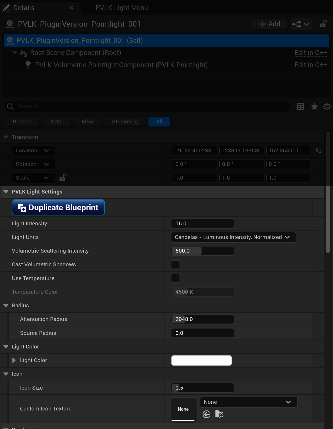 Base Light Settings