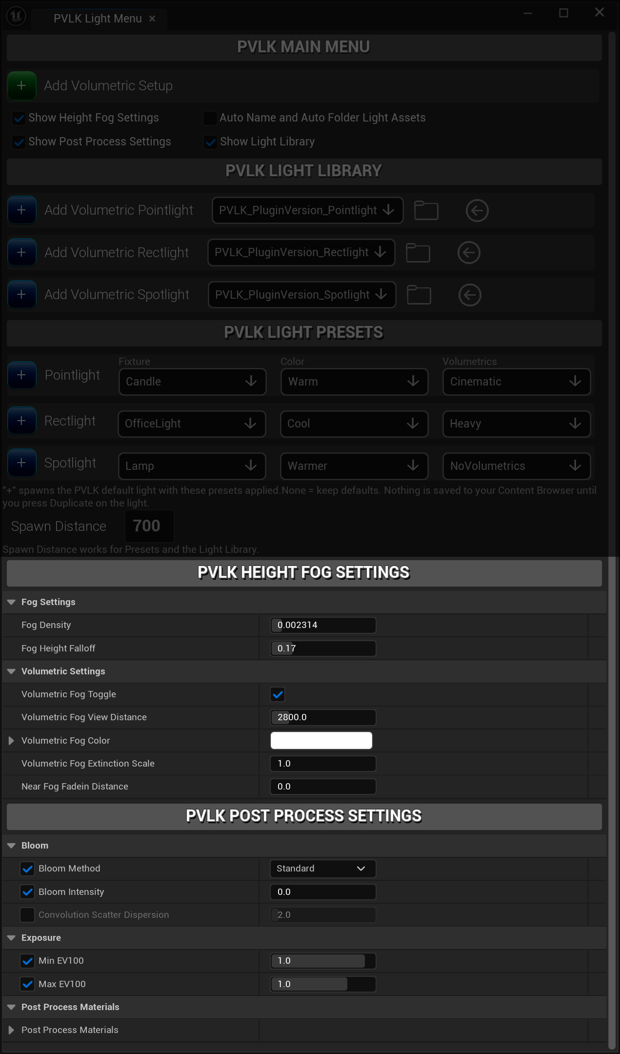 EHF and PPV settings