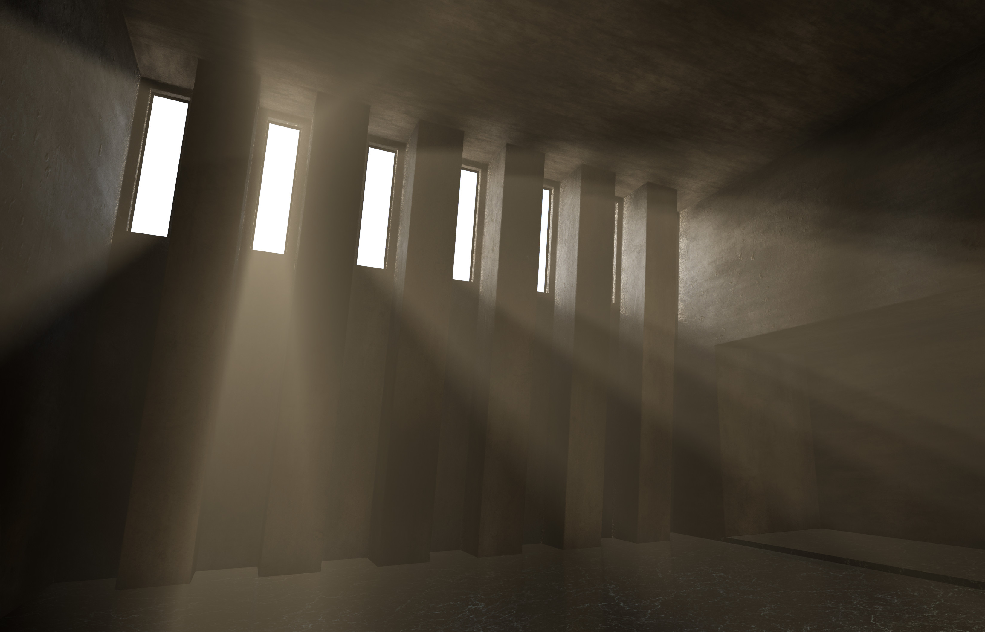 A scene lit with PVLK volumetric lights